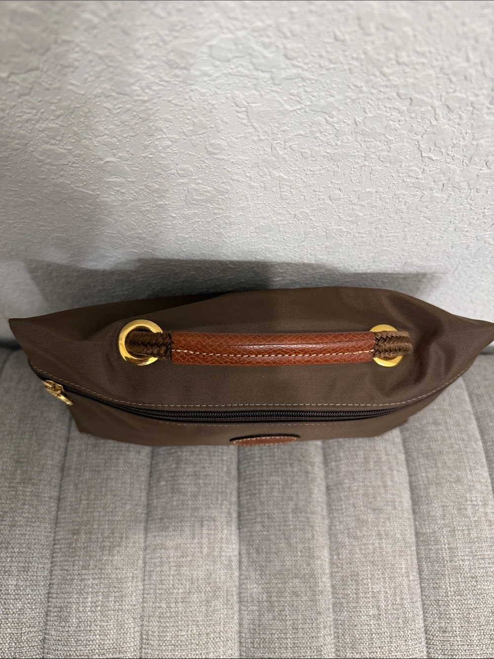 Longchamp Brown Toiletry Pouch with Leather Trim - Picture 8 of 11